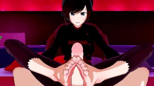 RWBY - Futa Raven X Ruby Rose Footjob Hentai