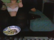 Smoking and masturbating in tights