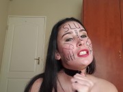 Self degrading slut gags herself and self face slapping with dirty talk 5/16