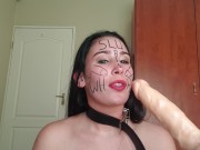 Self degrading slut gags herself and self face slapping with dirty talk 6/16