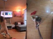 Horny athletic Milf smokes and rubs her pussy while stripping at home 10/16