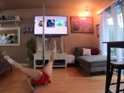 Horny athletic Milf smokes and rubs her pussy while stripping at home 8/16