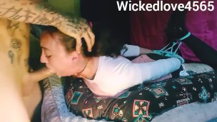 Tied up to take it slobbering belly facefuck for MESSY THROAT PIE (teaser1)