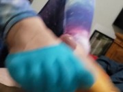Colorful toe sock job Cumshot 8/16