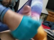 Blue and orange toe sockjob part 1 8/16