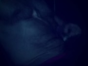 Stroking oiled up cock in the dark