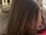 Amateur BBW milf close POV swallowing his load topless  during shark week 5/16