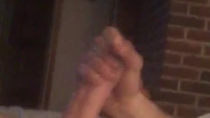 Stroking my thick cock 
