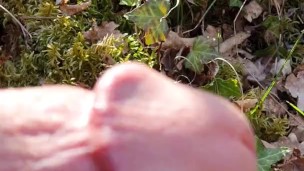 boy strokes and big load of cum on rock