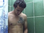 Shower masturbation big cock