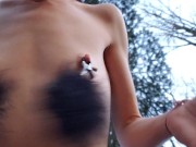 Cute Lil' Bunny Takes A Piss With Nipple Clamps On 13/16