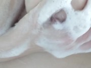 Cum clean - Soapy Shower Tit play