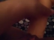 Big dildo play while waiting a real cock