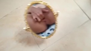 tattooed Samanthaa D fisting in mirror