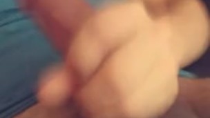 Jerking my dick til I cum hard on my shirt while family is in the next room