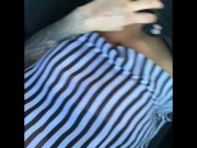 Horny girl in back sheets, when he drive ! 1/16