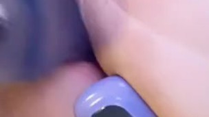 Daddy’s girl takes big dildo in pussy and plug in ass