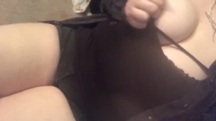 Showing pierced BBW teen tits