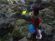 Ebony Slut Jogging and Flashing Big Boobs in the Neck of the Woods - Jhodez 10/16