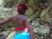 Ebony Slut Jogging and Flashing Big Boobs in the Neck of the Woods - Jhodez 16/16