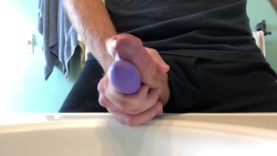 Using vibrator for no touch cumshot