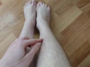 Hairy legs fetish: worship your wife and sperm of her lover on hairy legs