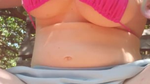 Tit bounce and clit rubbing