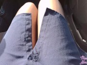 Slut Fingering Through Hole in Pantyhose and Sex in the Car 1/16