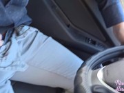 Slut Fingering Through Hole in Pantyhose and Sex in the Car 8/16