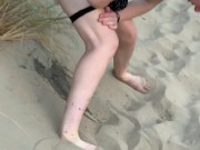 Nervous woman caught peeing in public at the beach 12/16