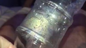 Big hard hairy cock cum in very small bottle