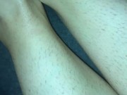Amateur footjob #75 I used my wifes hairy legs for a quick feet fuck 12/16