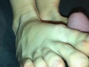 Amateur footjob #75 I used my wifes hairy legs for a quick feet fuck 2/16
