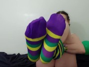 Crazy stockings tease - may appeal to socks and feet fetishists I guess