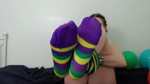 Crazy stockings tease - may appeal to socks and feet fetishists I guess