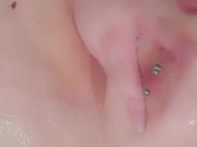BBW plays with soapy tits in bath
