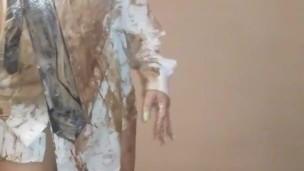 Getting the white shirt messy