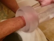 Edging with New Penis Pump with Masturbation Sleeve Toy, Amazing Sucking! 