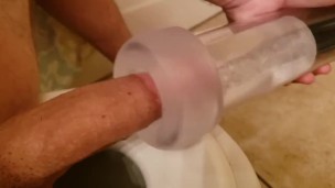 Edging with New Penis Pump with Masturbation Sleeve Toy, Amazing Sucking! 