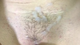 MILF makes me CUM all over her hairy pussy so I can have a Creamy dessert.