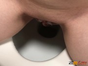 Pissing on Slut when She Piss on Toilet
