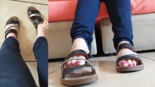New pedicure on my tasty feet (sexy pink toes)