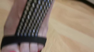 On your knees, slave. Lick your mistress's feet!