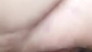 Pounding my thick pussy with glass dildo