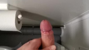 Horny Boy masturbates in public toilet