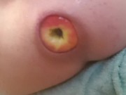 Expelling a big apple from my ass