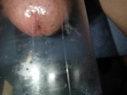 Quick penis pump session close up