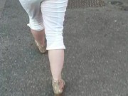 Alice - showing off her wet jeans - risky walk in public to the car ;)