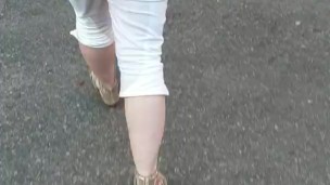Alice - showing off her wet jeans - risky walk in public to the car ;)