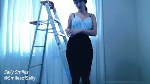 Sensual Secretary in Black Lingerie Heels Fucks Glass Dildo -SmilesofSally